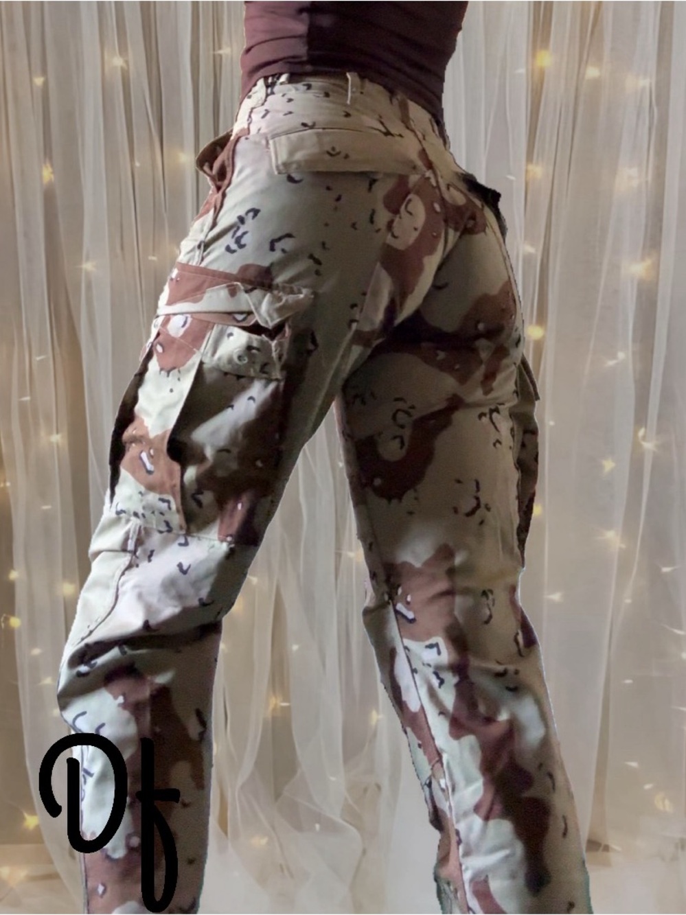 Desert Camo Cargo Pants - Brown & Tan Camouflage XS 26 Waist
